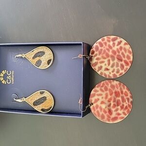 Earrings animal print. Never worn nwot Two Pairs One Price